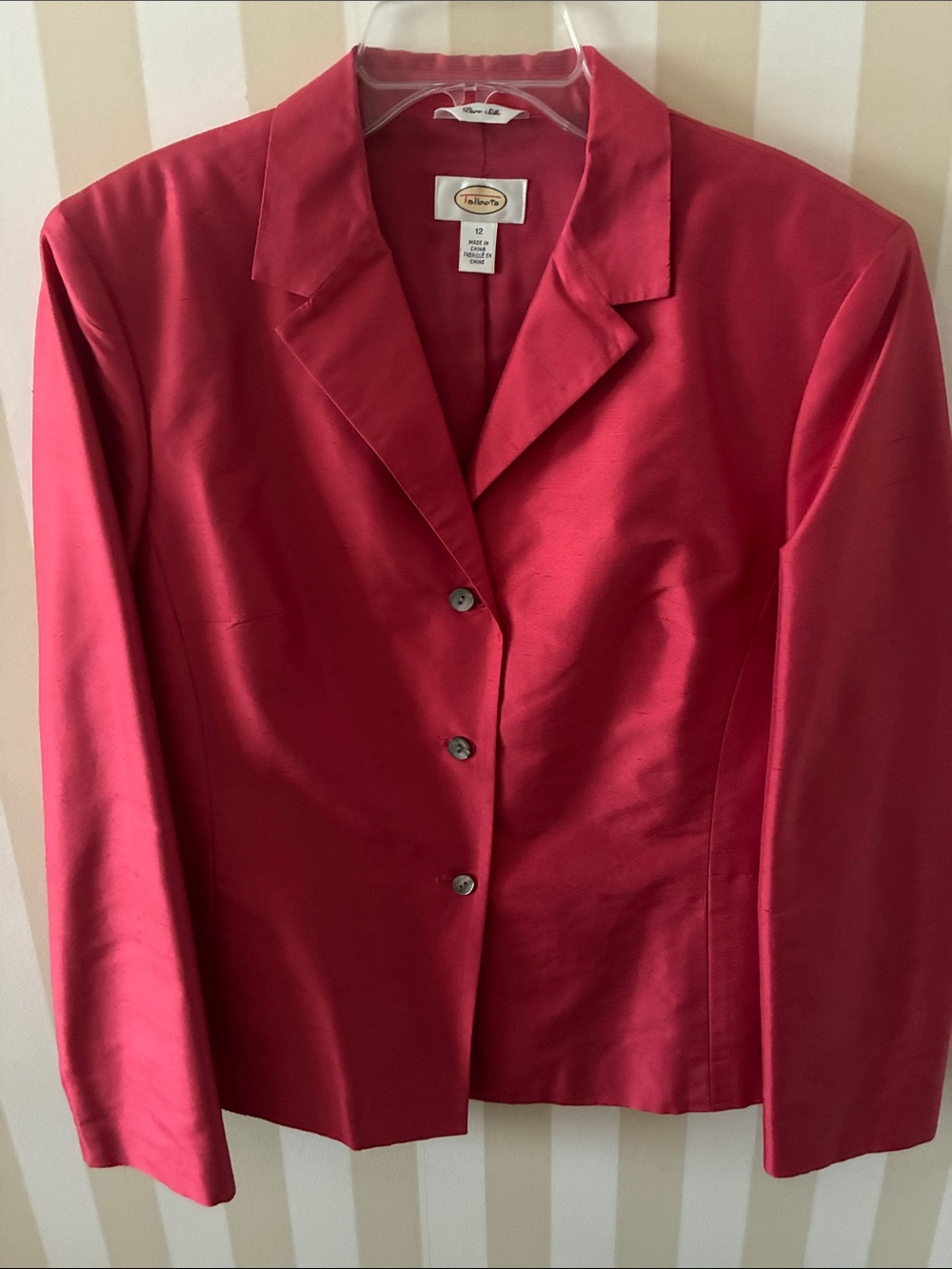 Talbots Peony Pink Silk Blazer